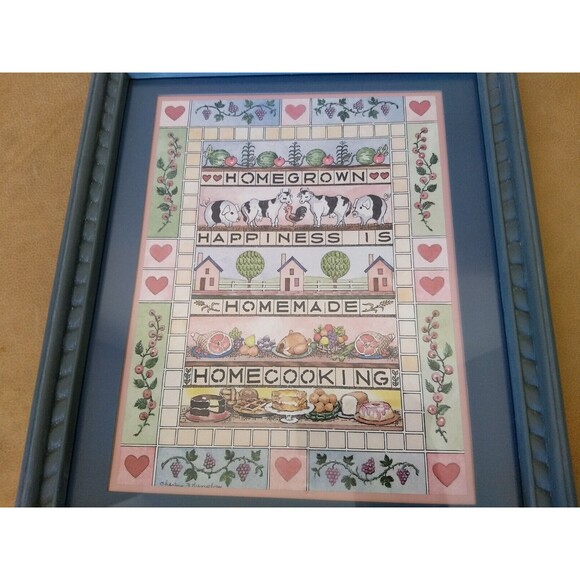 Homeco‎ Framed & Matted Art Print Home Cooking Hearts Farm Food Syroco Vtg Decor - Picture 5 of 16
